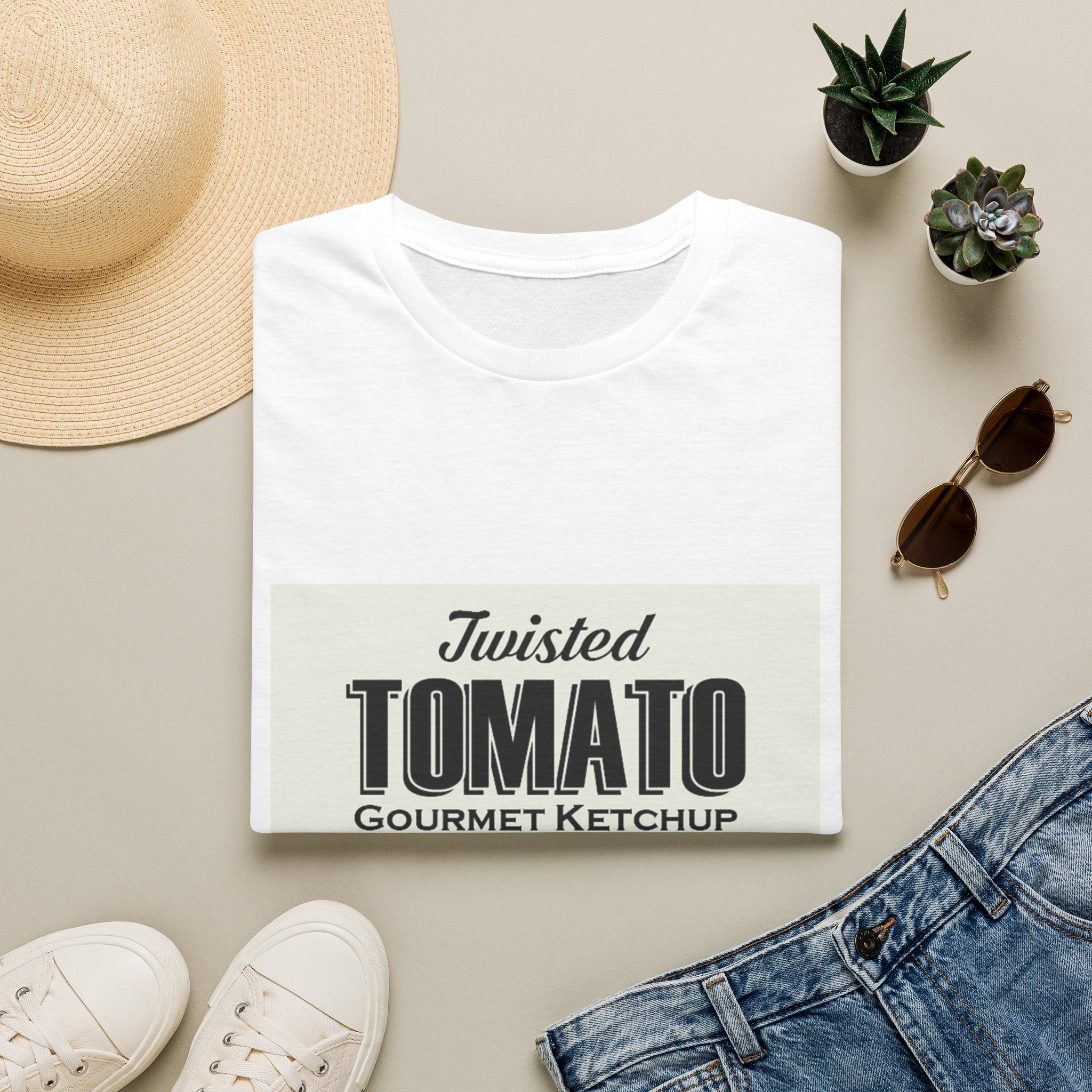 Tomato Ketchup Graphic T-Shirt — "Twisted Tomato Gourmet Ketchup" Vintage Label Tee