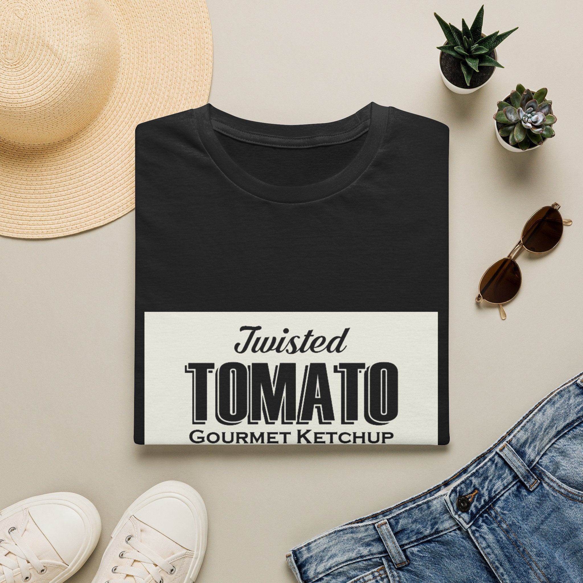 Tomato Ketchup Graphic T-Shirt — "Twisted Tomato Gourmet Ketchup" Vintage Label Tee