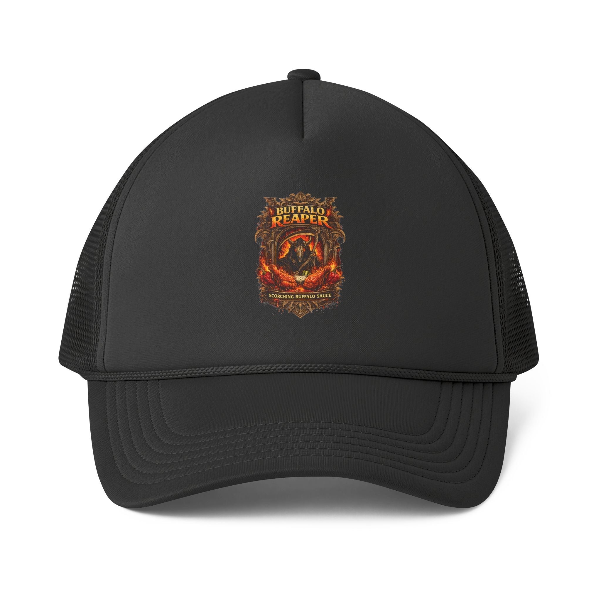 Trucker Cap - Hellhound Reaper Emblem (Fire Skull Badge)