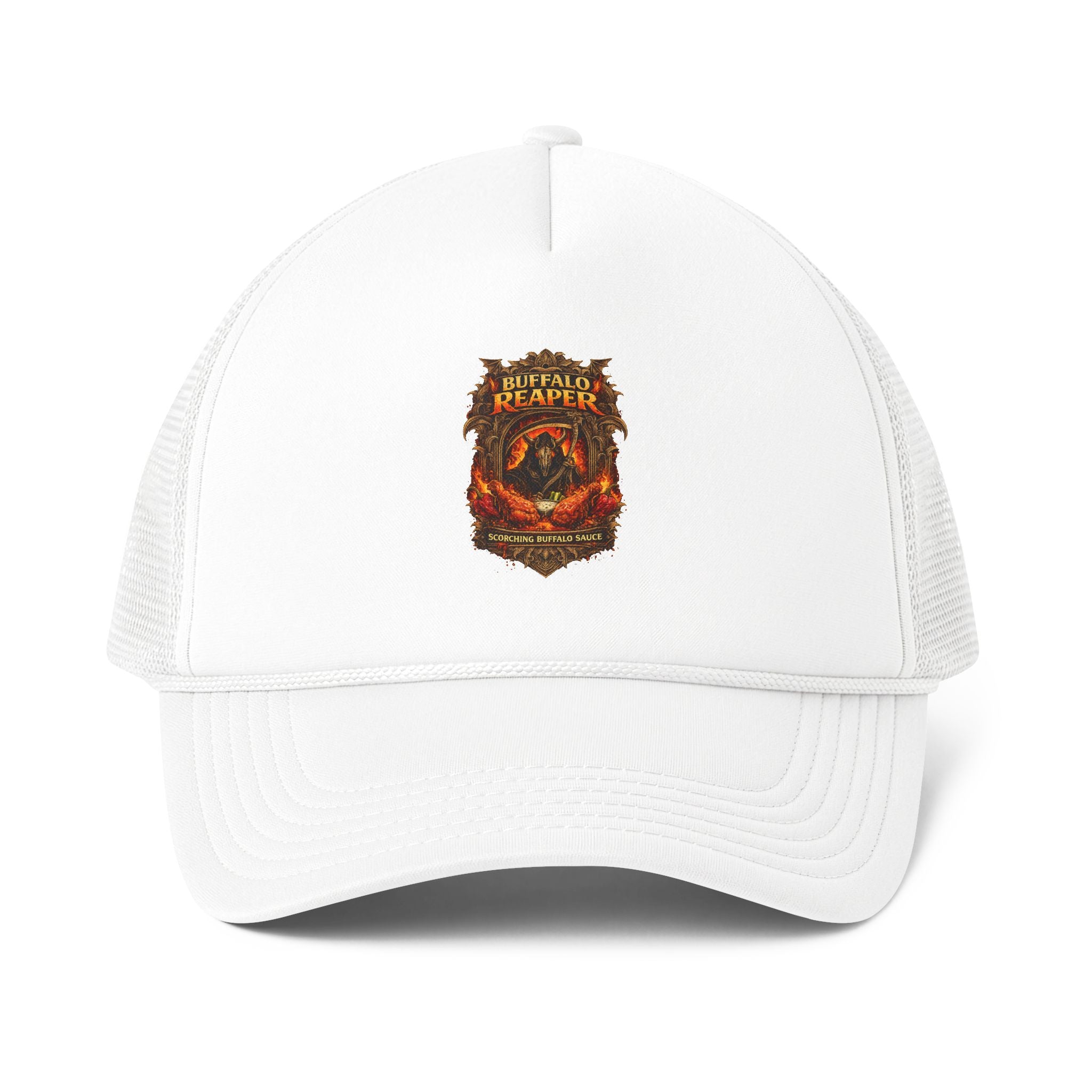 Trucker Cap - Hellhound Reaper Emblem (Fire Skull Badge)